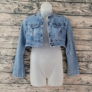 Vintage Cropped Denim Jacket by Rewind